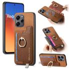 For Redmi 12 / Note 12R / Poco M6 Pro 5G Retro Magsafe Cross Leather Ring Holder Card Bag Phone Case(Brown) - 1