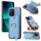 For Xiaomi 13T / 13T Pro Retro Magsafe Cross Leather Ring Holder Card Bag Phone Case(Blue) - 1