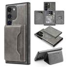 For Samsung Galaxy S22 5G Shield Multi-functional MagSafe Card Bag Phone Case(Grey) - 1