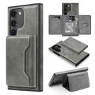 For Samsung Galaxy S23+ 5G Shield Multi-functional MagSafe Card Bag Phone Case(Grey) - 1