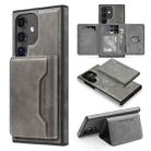 For Samsung Galaxy S24+ 5G Shield Multi-functional MagSafe Card Bag Phone Case(Grey) - 1