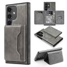 For Samsung Galaxy S25 5G Shield Multi-functional MagSafe Card Bag Phone Case(Grey) - 1