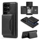 For Samsung Galaxy S25+ 5G Shield Multi-functional MagSafe Card Bag Phone Case(Black) - 1