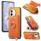 For vivo S18e 5G Retro Magsafe Cross Leather Ring Holder Card Bag Phone Case(Yellow) - 1