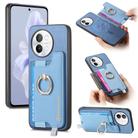 For vivo S18e 5G Retro Magsafe Cross Leather Ring Holder Card Bag Phone Case(Blue) - 1