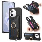 For vivo S18e 5G Retro Magsafe Cross Leather Ring Holder Card Bag Phone Case(Black) - 1
