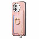 For vivo X100 Pro 5G Retro Magsafe Cross Leather Ring Holder Card Bag Phone Case(Pink) - 2