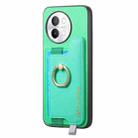 For vivo X100 5G Retro Magsafe Cross Leather Ring Holder Card Bag Phone Case(Green) - 2