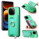 For vivo iQOO 12 Pro 5G Retro Magsafe Cross Leather Ring Holder Card Bag Phone Case(Green) - 1