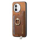 For vivo iQOO 12 5G Retro Magsafe Cross Leather Ring Holder Card Bag Phone Case(Brown) - 2