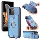 For vivo S17e / iQOO Z7 Pro / T2 Pro Retro Magsafe Cross Leather Ring Holder Card Bag Phone Case(Blue) - 1