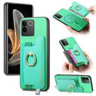 For vivo S17e / iQOO Z7 Pro / T2 Pro Retro Magsafe Cross Leather Ring Holder Card Bag Phone Case(Green) - 1