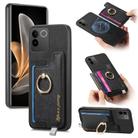 For vivo S17e / iQOO Z7 Pro / T2 Pro Retro Magsafe Cross Leather Ring Holder Card Bag Phone Case(Black) - 1