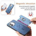 For vivo iQOO 11 Pro 5G Retro Magsafe Cross Leather Ring Holder Card Bag Phone Case(Blue) - 3