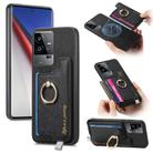 For vivo iQOO 11 Pro 5G Retro Magsafe Cross Leather Ring Holder Card Bag Phone Case(Black) - 1