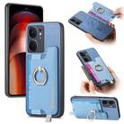 For vivo iQOO Neo9 / Neo9 Pro 5G Retro Magsafe Cross Leather Ring Holder Card Bag Phone Case(Blue) - 1