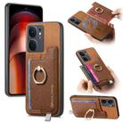 For vivo iQOO Neo9 / Neo9 Pro 5G Retro Magsafe Cross Leather Ring Holder Card Bag Phone Case(Brown) - 1