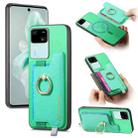 For vivo S18 / S18 Pro 5G Retro Magsafe Cross Leather Ring Holder Card Bag Phone Case(Green) - 1