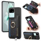 For vivo S18 / S18 Pro 5G Retro Magsafe Cross Leather Ring Holder Card Bag Phone Case(Black) - 1