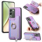 For vivo Y200 / V29e Retro Magsafe Cross Leather Ring Holder Card Bag Phone Case(Purple) - 1