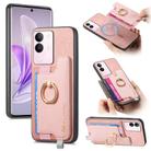 For vivo S17 / S17 Pro / V29 Pro 5G Retro Magsafe Cross Leather Ring Holder Card Bag Phone Case(Pink) - 1