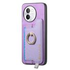For vivo S17 / S17 Pro / V29 Pro 5G Retro Magsafe Cross Leather Ring Holder Card Bag Phone Case(Purple) - 2