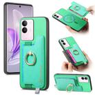 For vivo S17 / S17 Pro / V29 Pro 5G Retro Magsafe Cross Leather Ring Holder Card Bag Phone Case(Green) - 1