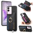 For vivo S17 / S17 Pro / V29 Pro 5G Retro Magsafe Cross Leather Ring Holder Card Bag Phone Case(Black) - 1
