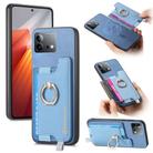 For Vivo iQOO Neo8 / Neo8 Pro Retro Magsafe Cross Leather Ring Holder Card Bag Phone Case(Blue) - 1