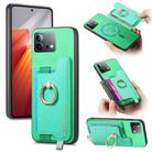 For Vivo iQOO Neo8 / Neo8 Pro Retro Magsafe Cross Leather Ring Holder Card Bag Phone Case(Green) - 1