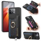 For Vivo iQOO Neo8 / Neo8 Pro Retro Magsafe Cross Leather Ring Holder Card Bag Phone Case(Black) - 1
