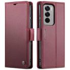 For OPPO Reno12 5G Global CaseMe 023 Butterfly Buckle Litchi Texture RFID Anti-theft Leather Phone Case(Red) - 1