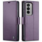 For OPPO Reno12 5G Global CaseMe 023 Butterfly Buckle Litchi Texture RFID Anti-theft Leather Phone Case(Purple) - 1