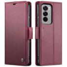 For OPPO Reno12 Pro 5G Global CaseMe 023 Butterfly Buckle Litchi Texture RFID Anti-theft Leather Phone Case(Red) - 1