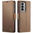 For OPPO Reno12 Pro 5G Global CaseMe 023 Butterfly Buckle Litchi Texture RFID Anti-theft Leather Phone Case(Brown) - 1
