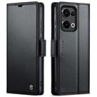 For OPPO Reno13 CaseMe 023 Butterfly Buckle Litchi Texture RFID Anti-theft Leather Phone Case(Black) - 1