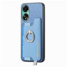 For OPPO Reno12 Pro Global Retro Magsafe Cross Leather Ring Holder Card Bag Phone Case(Blue) - 2