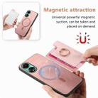 For OPPO Reno12 Pro Global Retro Magsafe Cross Leather Ring Holder Card Bag Phone Case(Pink) - 3