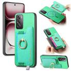 For OPPO Reno12 Pro Global Retro Magsafe Cross Leather Ring Holder Card Bag Phone Case(Green) - 1