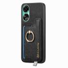 For OPPO Reno12 Pro Global Retro Magsafe Cross Leather Ring Holder Card Bag Phone Case(Black) - 2