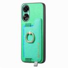 For OPPO Reno12 Global Retro Magsafe Cross Leather Ring Holder Card Bag Phone Case(Green) - 2