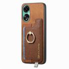 For OPPO Reno12 Global Retro Magsafe Cross Leather Ring Holder Card Bag Phone Case(Brown) - 2