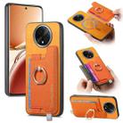 For OPPO A3 Pro Retro Magsafe Cross Leather Ring Holder Card Bag Phone Case(Yellow) - 1