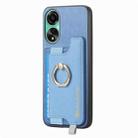 For OPPO A3 Pro Retro Magsafe Cross Leather Ring Holder Card Bag Phone Case(Blue) - 2