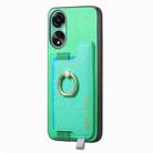 For OPPO A3 Pro Retro Magsafe Cross Leather Ring Holder Card Bag Phone Case(Green) - 2