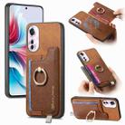 For OPPO Reno11 F Retro Magsafe Cross Leather Ring Holder Card Bag Phone Case(Brown) - 1