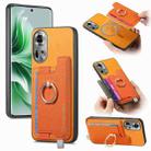 For OPPO Reno11 Global Retro Magsafe Cross Leather Ring Holder Card Bag Phone Case(Yellow) - 1