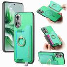 For OPPO Reno11 Global Retro Magsafe Cross Leather Ring Holder Card Bag Phone Case(Green) - 1