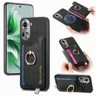 For OPPO Reno11 Global Retro Magsafe Cross Leather Ring Holder Card Bag Phone Case(Black) - 1