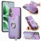 For OPPO Reno11 Pro 5G Global Retro Magsafe Cross Leather Ring Holder Card Bag Phone Case(Purple) - 1